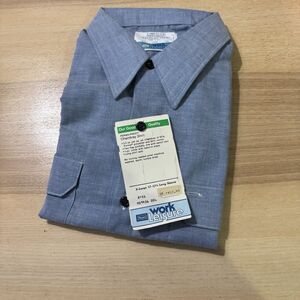Vintage Sears Perma Prest Blue 70s Work Chambray Shirt Men's Sz XL 17-17.5 NEW